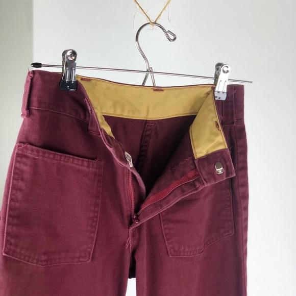 70s Vintage Maroon Jeans/Bell Bottoms - Size Small - Picture 5 of 6